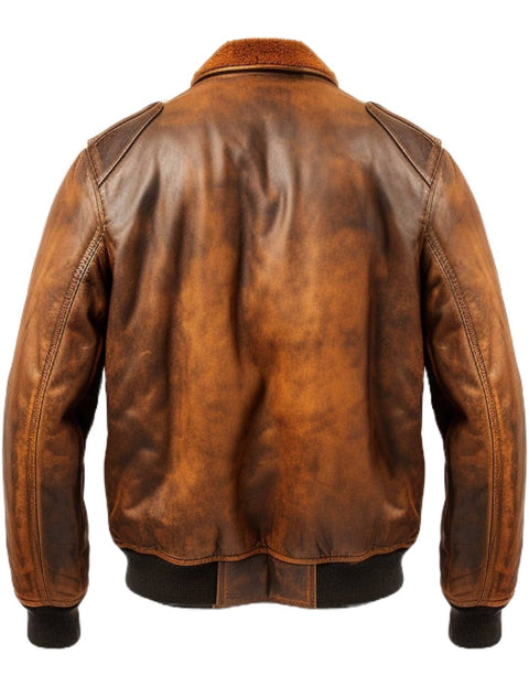 Flight Bomber Jacket - Aviator Flight Bomber Leather Jacket Distressed Brown