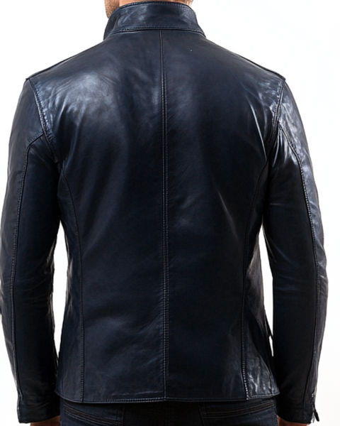 Frankie Blue Leather Jacket - Men Leather Jacket Blue