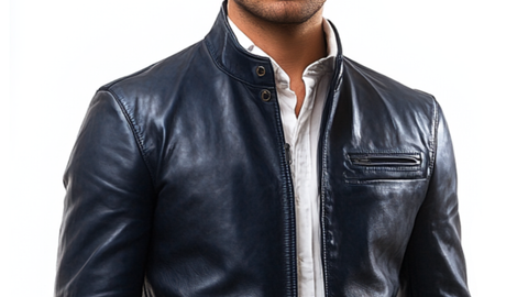 Frankie Blue Leather Jacket - Men Leather Jacket Blue
