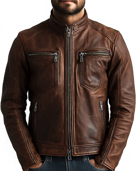 Freddie Brown Leather Jacket - Leather Jacket for Men Brown