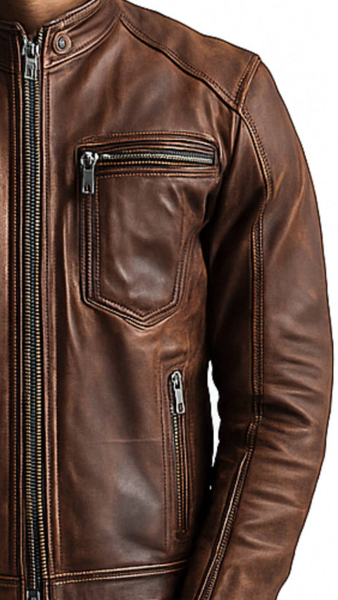 Freddie Brown Leather Jacket - Leather Jacket for Men Brown