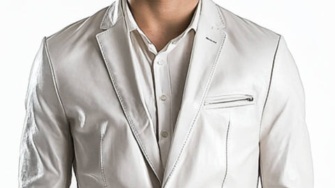 Freddie White Leather Blazer - Leather Blazer for Men White