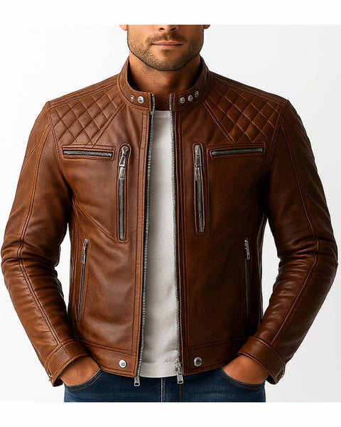 George Brown Leather Jacket - Leather Jacket for Men Brown