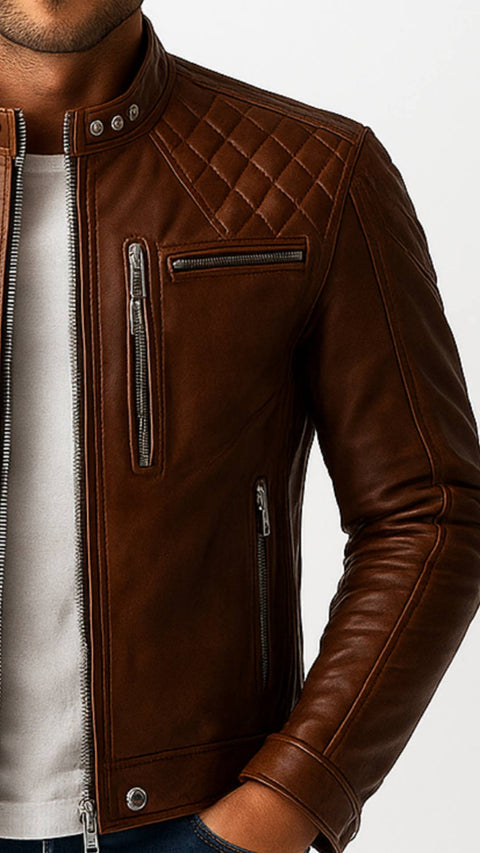 George Brown Leather Jacket - Leather Jacket for Men Brown