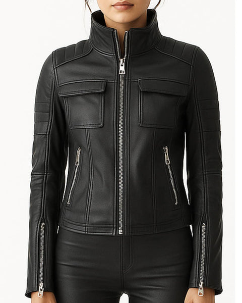 Grace Leather Black Jacket - Women Leather Jacket Black