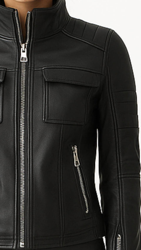 Grace Leather Black Jacket - Women Leather Jacket Black