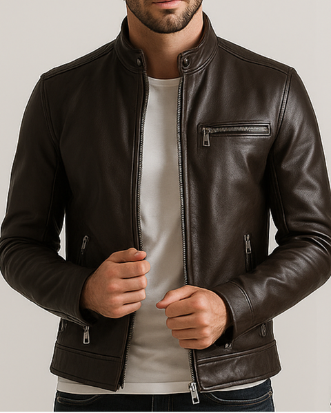 James Leather Brown Jacket - Men Leather Jacket Brown