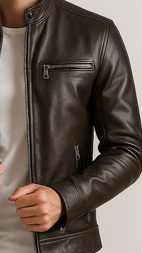 James Leather Brown Jacket - Men Leather Jacket Brown