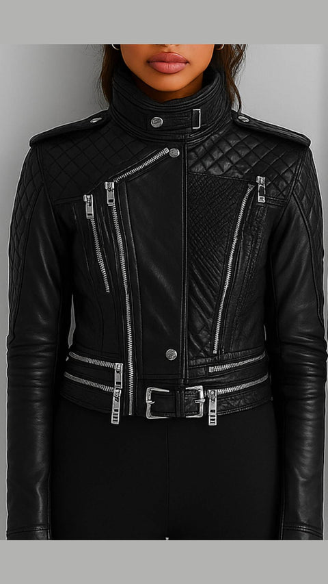 Hallie Leather Black Jacket - Women Leather Jacket Black
