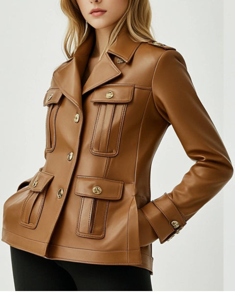 Harper Leather Brown Jacket - Women Leather Jacket Brown