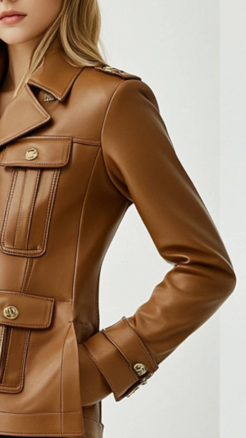 Harper Leather Brown Jacket - Women Leather Jacket Brown