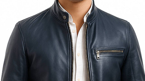 Harrison Blue Leather Jacket - Men Leather Jacket Blue