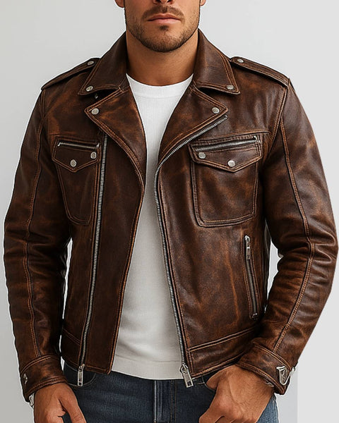 Henry Brown Leather Jacket - Leather Jacket for Men Brown