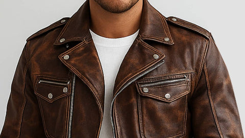 Henry Brown Leather Jacket - Leather Jacket for Men Brown