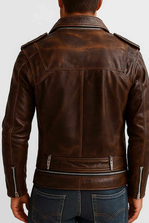 Henry Brown Leather Jacket - Leather Jacket for Men Brown