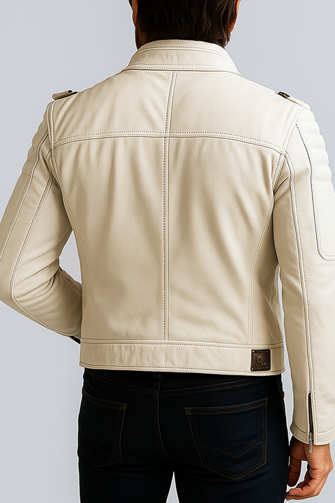 Hudson White Leather Jacket - Leather Jacket for Men White