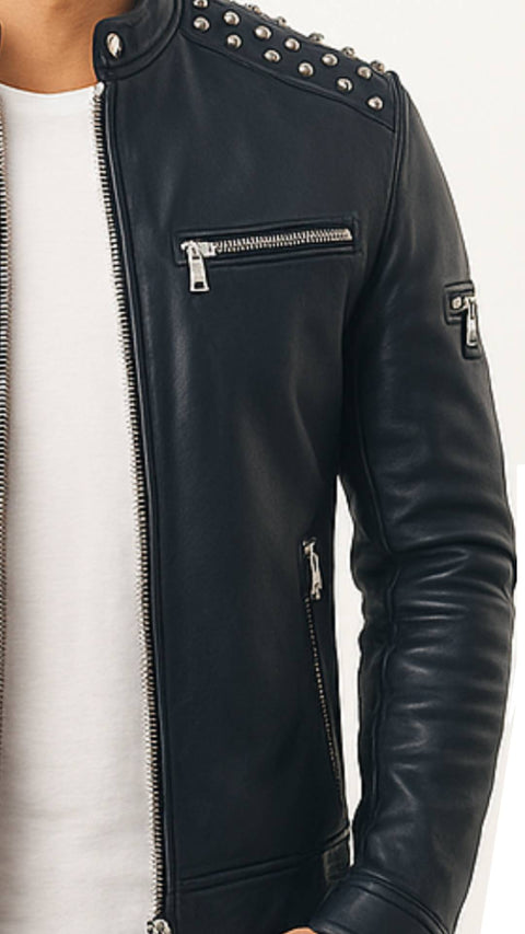 Hunter Black Leather Jacket - Men Leather Jacket Black