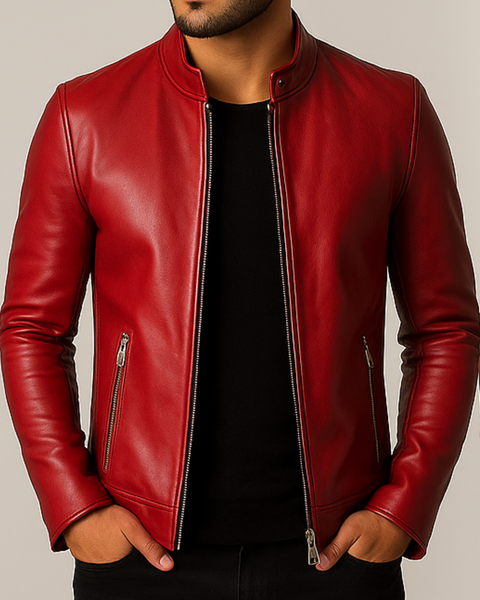 Arthur Red Leather Jacket - Leather Jacket for Men Red