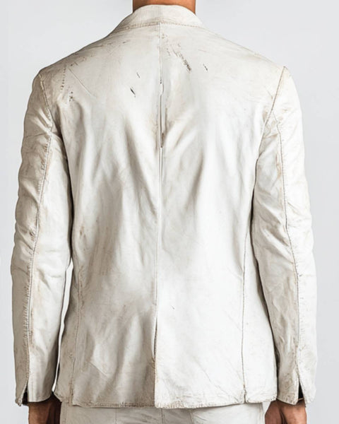 Adan White Leather Blazer - Leather Blazer for Men White