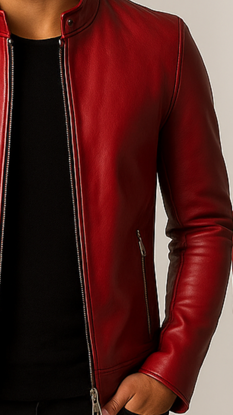 Arthur Red Leather Jacket - Leather Jacket for Men Red