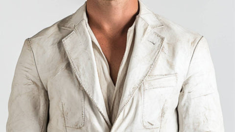 Adan White Leather Blazer - Leather Blazer for Men White