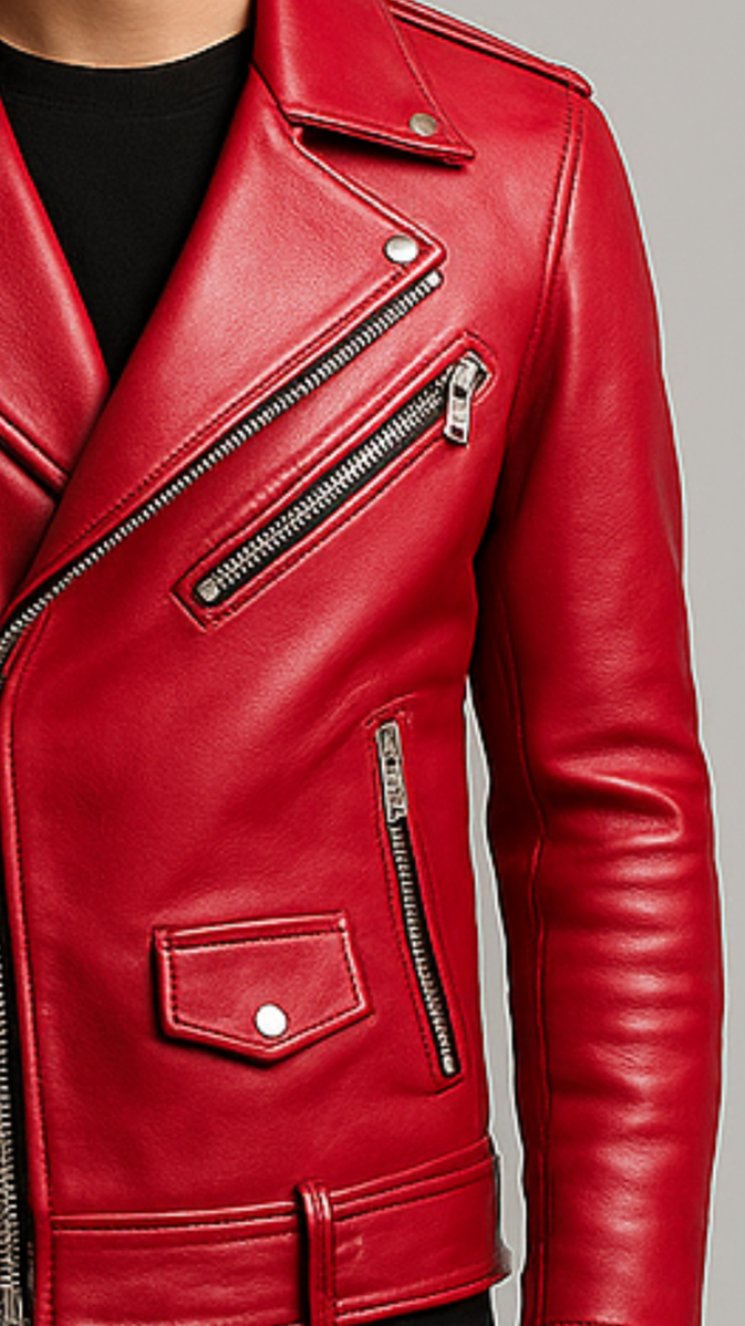 Isaac Red Leather Jacket - Leather Jacket for Men Red
