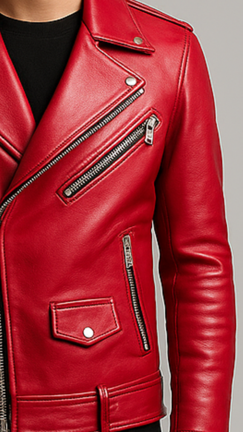 Isaac Red Leather Jacket - Leather Jacket for Men Red