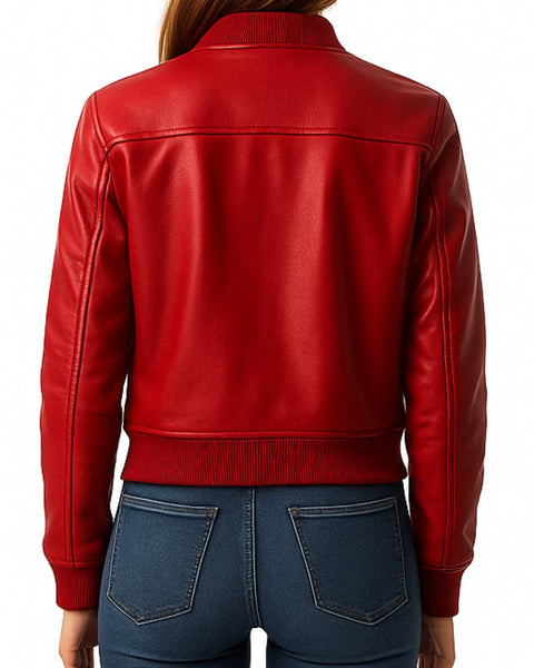 Isla Leather Red Jacket - Women Leather Jacket Red