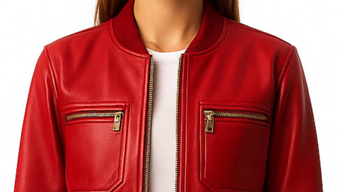 Isla Leather Red Jacket - Women Leather Jacket Red