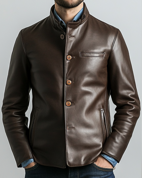 Alexander Leather Brown Jacket - Men Leather Jacket Brown
