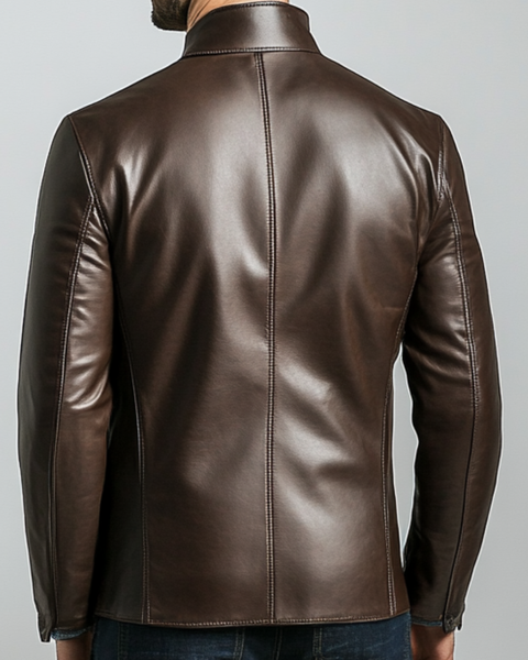 Alexander Leather Brown Jacket - Men Leather Jacket Brown
