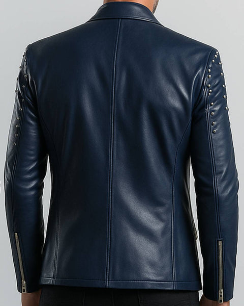 Jack Blue Leather Blazer - Leather Blazer for Men Blue