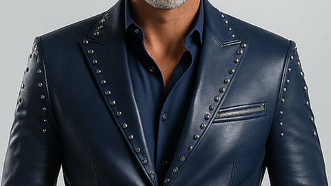 Jack Blue Leather Blazer - Leather Blazer for Men Blue