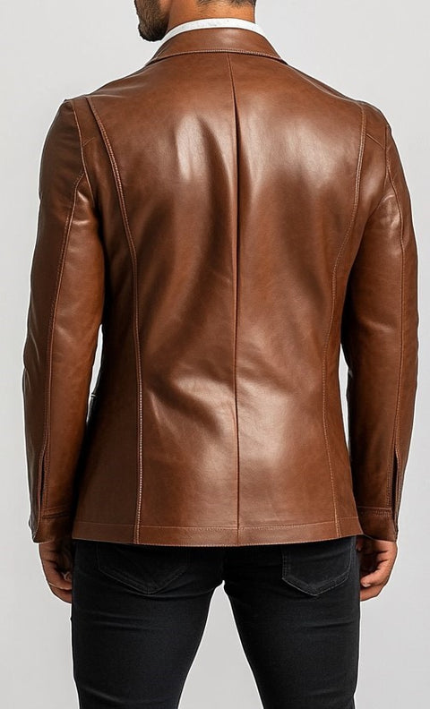 Jack Brown Premium Leather Blazer -  Leather Jacket For Men
