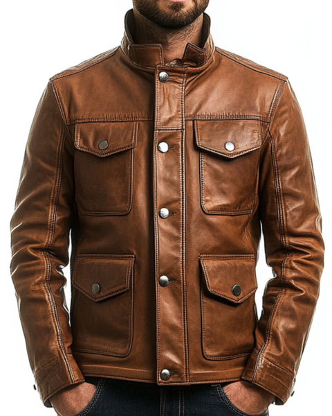 Jacob Leather Brown Jacket - Men Leather Jacket Brown