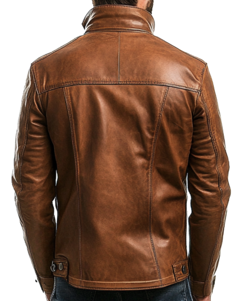 Jacob Leather Brown Jacket - Men Leather Jacket Brown