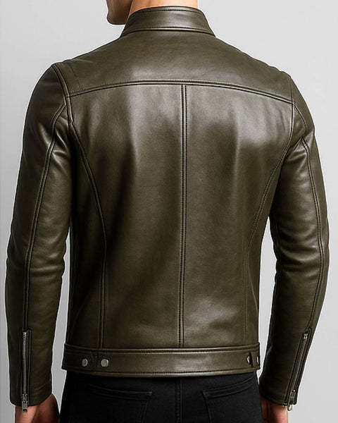 James Leather Green Jacket - Men Leather Jacket Green