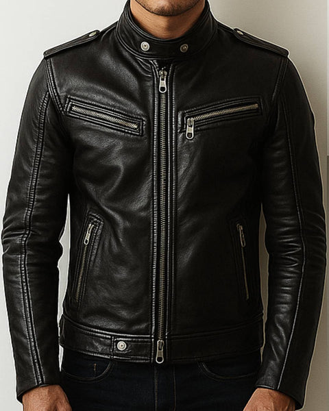Jayden Black Leather Jacket - Leather Jacket for Men Black