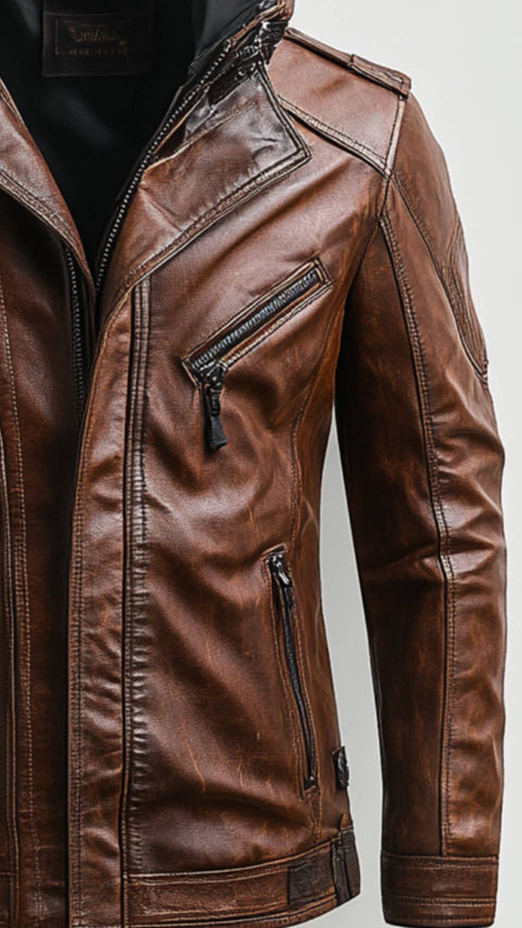 Jenson Red Leather Jacket - Leather Jacket for Men Red