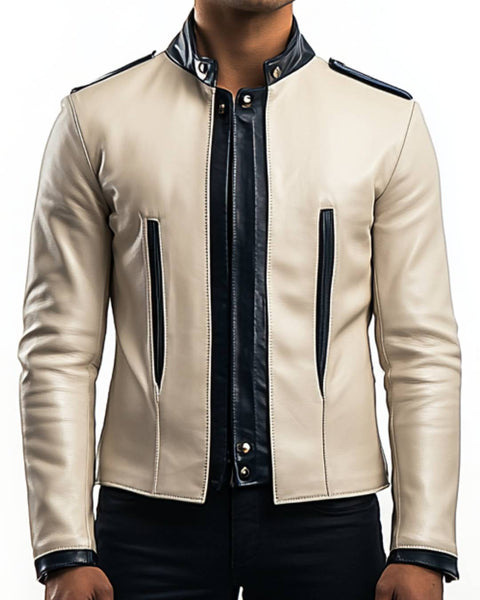 Jesse white Leather Jacket - Men Leather Jacket white