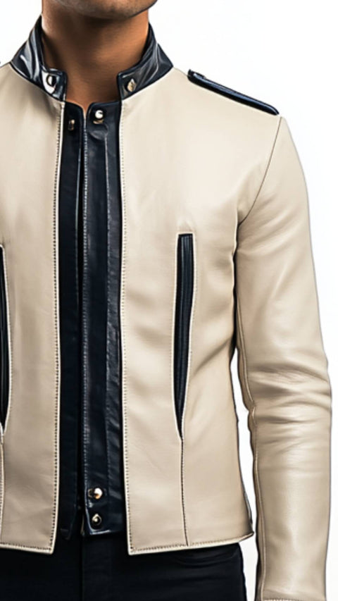 Jesse white Leather Jacket - Men Leather Jacket white