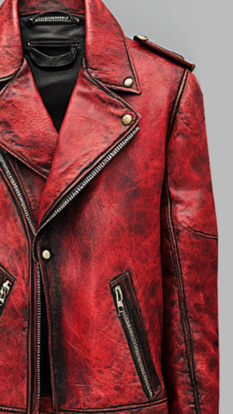 Joshua Red Leather Jacket - Leather Jacket for Men Red