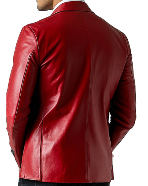 Jude Red Leather Blazer - Leather Blazer for Men Red