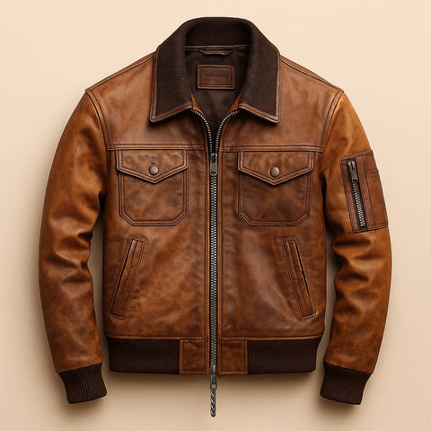 Kai Leather Brown Jacket - Men Leather Jacket Brown