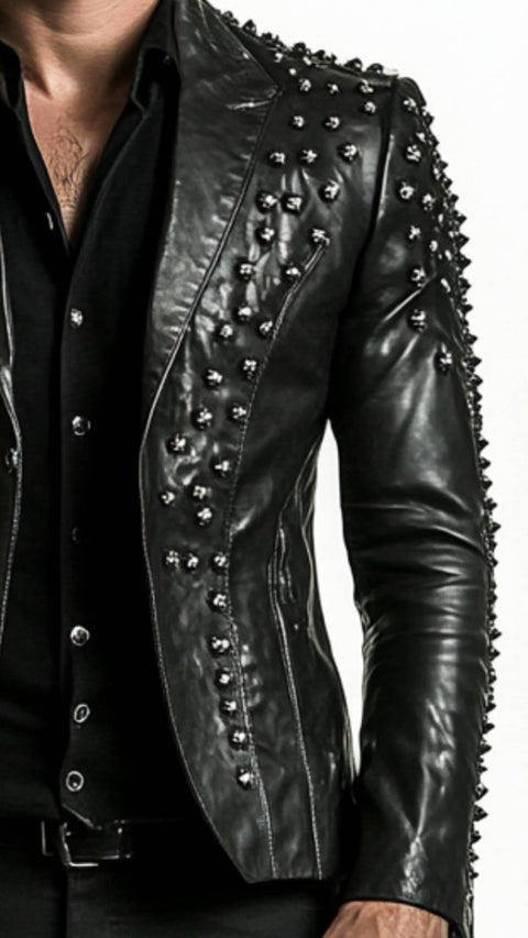 Carter Black Leather Blazer - Leather Blazer for Men Black