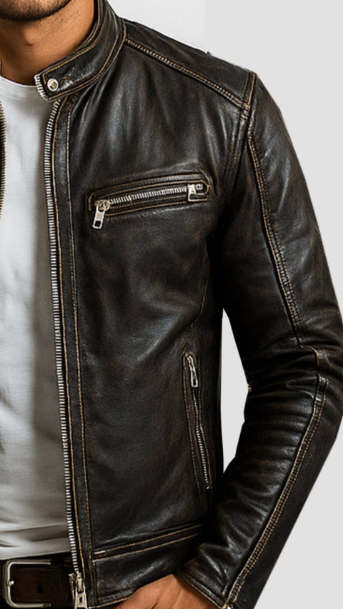 Leo Black Leather Jacket - Leather Jacket for Men Black