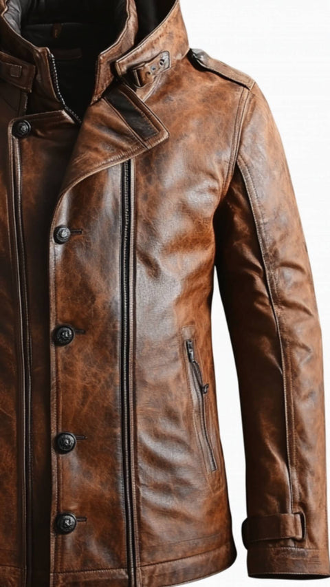 Liam Leather Brown Jacket - Men Leather Jacket Brown