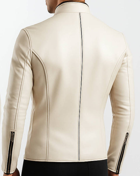 Logan white Leather Jacket - Men Leather Jacket white