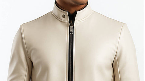 Logan white Leather Jacket - Men Leather Jacket white