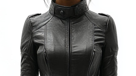 Lottie Leather Black Long Coat - Women Long Coat Black